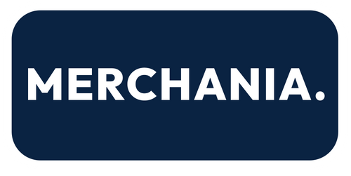 Logo of 'Merchania' with a dark blue background and white text.